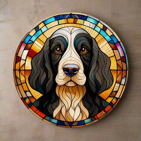 Cocker Spaniel Black & White Glass Suncatcher Worktop Saver